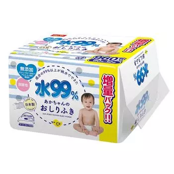 Чистая вода Детские салфетки Pure Water Baby Care 80 x 12 Слабокислотные Сделано в Японии 99% (960)