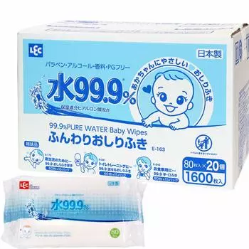 Чистая вода для ухода за детьми чистые влажные салфетки для детей 80 листов x 20 листов Сделано в Японии 99,9% (1600 листов)