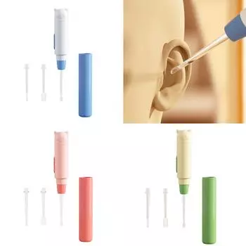 Чистильщик ушей Earpick для детей Детский инструмент для чистки ушей Инструмент для удаления ушной серы со сменной головкой Ложка для чистки ушной серы 3