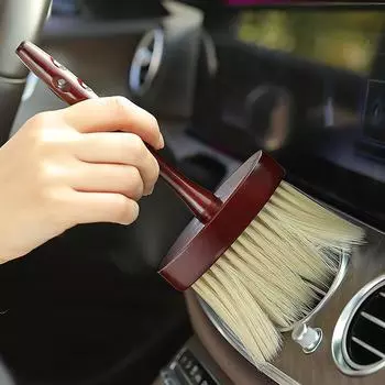 Чистка салона автомобиля Деревянная щетка Воздуховод Детализация приборной панели Подметание Удаляющее средство для пыли Мягкие щетинки Щетки из цельного дерева красный