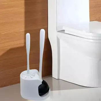 Чистка ванной комнаты Щетка для унитаза Удобная ручка Жесткая для легкой сборки белый