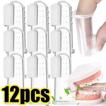 Чистка зубов для собак, супер мягкая зубная щетка на палец, прозрачный инструмент для чистки зубов у кошек, принадлежности для щенков, аксессуары 1pc Bare outfit(55*20mm)