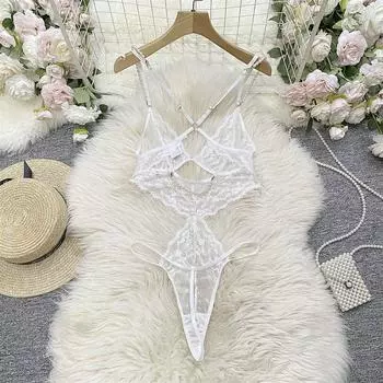 Чисто белое эротическое нижнее белье с жемчужной цепочкой, стринги, сексуальные подтяжки, полые, прозрачные, соблазнительные кружева S