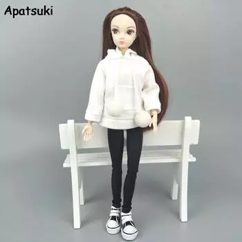 Чисто белое пальто, толстовка для куклы Барби, одежда для куклы Барби, наряды для кукол 1/6, аксессуары для детской коллекции белый