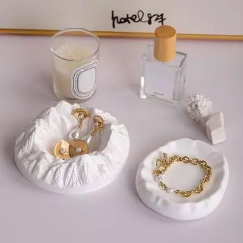 Чисто-белый поднос для украшений Gesso, пластина для хранения браслетов, место для благовоний