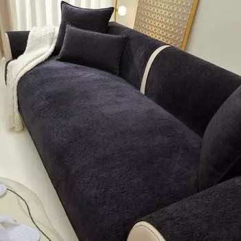 Чисто черная диванная подушка из синели, универсальная на все времена, простой современный чехол для дивана в скандинавском стиле, черная диванная подушка 50*70