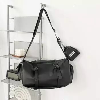 Чисто черная вместительная спортивная сумка из нейлонового материала, прочная, модная для отдыха, йоги, плавания, фитнеса, путешествий