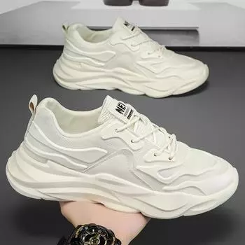 Чисто черные мужские туфли 2024 года, новинка лета, нескользящие кроссовки на толстой подошве, мужские трендовые универсальные повседневные туфли для папы 39