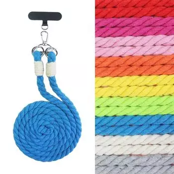 Чисто ручной работы съемный регулируемый многоцветный толстый веревочный ремешок для мобильного телефона висящий на шее наклонный корпус чёрный