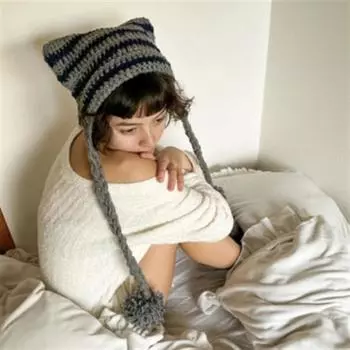 Чисто ручной вязки ретро розовый берет любовь милая шапка взрослая шапка adult 56-59cm