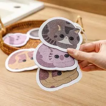 Чистящая губка, мягкая на ощупь антипригарная губка из древесной массы, хлопка, милый картонный скраб, губка, кухонные принадлежности фиолетовый