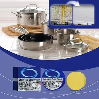 Чистящая паста из нержавеющей стали, чистка кастрюль из нержавеющей стали, чистка плиты, удаление масляных пятен, ежедневное чистящее средство One Size