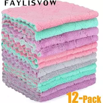 Чистящая салфетка из микрофибры - упаковка из 12 кухонных полотенец - двустороннее полотенце из микрофибры 12 Pack