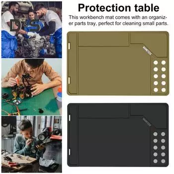 Чистящая салфетка с магнитными точками Износостойкая складная конструкция Нескользящий маслостойкий чистящий коврик Органайзер для деталей Лоток S коричневый
