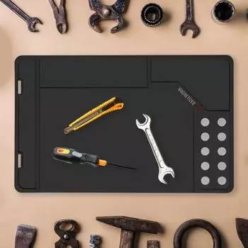 Чистящая салфетка Yousheng с магнитными точками, износостойкая складная конструкция, нескользящий маслостойкий чистящий коврик, органайзер, лоток для деталей S коричневый