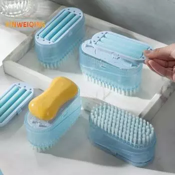 Чистящая щетка 2 в 1, мягкий валик, удобная, экономичная, коробка для пенного мыла, ежедневное использование синий