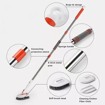 Чистящая щетка для душа Yousheng с длинной ручкой, регулируемая на 180 градусов съемная жесткая щетина, щетка-скраб для чистки плитки в ванной комнате A