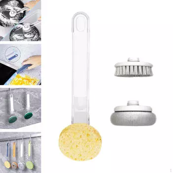 Чистящая щетка с длинной ручкой, тарелка для столешниц, кухонная утварь зелёный
