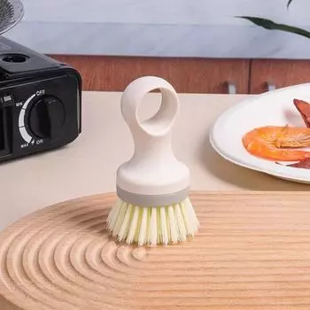 Чистящая щетка с круглой головкой, удобная ручка, плотная щетина, кухонная щетка для мытья посуды, инструмент, товары для дома белый