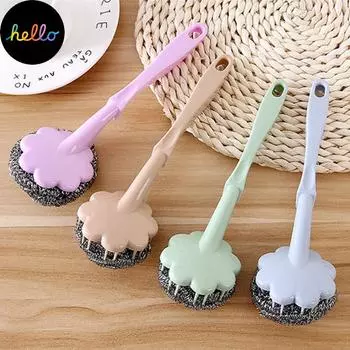 Чистящая щетка с ручкой, стальной шарик, кастрюля, чайник, сковорода, кухонный инструмент для ванной, декоративный One Size хаки