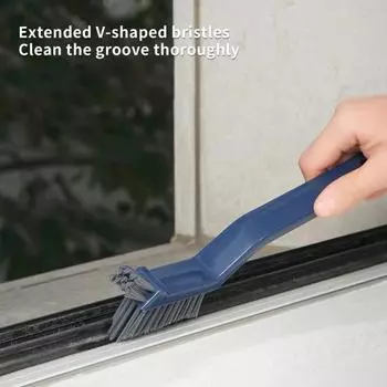 Чистящая щетка с V-образной головкой, товары для дома, плотная щетина, бытовые угловые инструменты, прочный щель, удаляет ржавчину 1PCS синий