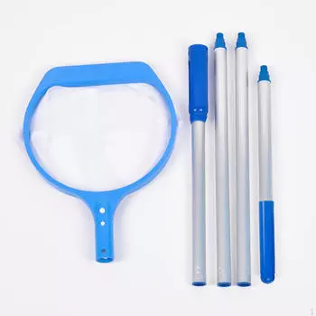 Чистящая сетка для бассейна, скиммерная сетка, алюминиевые грабли для сбора листьев для ванны на заднем дворе синий