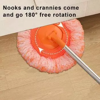 Чистящая швабра с выдвижной выдвижной многоугольной головкой, вращающейся для влажной уборки, с сухой ручкой. Используйте швабру для чистки.