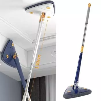 Чистящая швабра, вращающаяся на 360 градусов, эффективная дезактивация, защита рук, плотная ткань из микрофибры, телескопическая бытовая удлиненная треугольная швабра для дома D синий