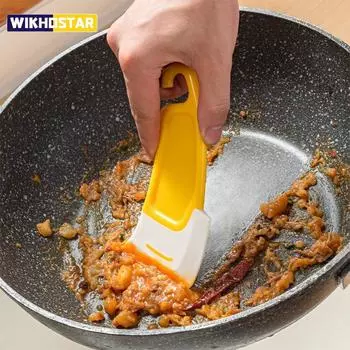 Чистящая силиконовая лопаточка, кухонный скребок, мягкое лезвие, скребок, щетка, грязная кастрюля, кастрюля, инструменты для чистки посуды, силиконовая кухонная утварь