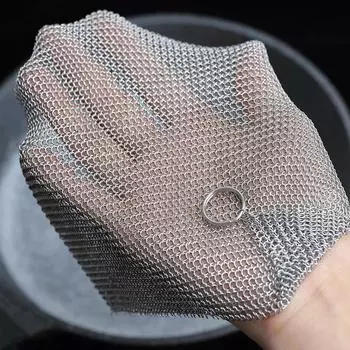 Чистящая тряпка для мытья посуды, не царапающая тряпки из нержавеющей стали, сетчатая ткань для мытья посуды, прочная чистка кухни для влажной и