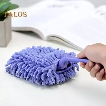 Чистящая тряпка с гибкой складной ручкой, синельная тряпка, износостойкая мягкая щетка для чистки для дома фиолетовый
