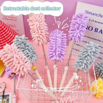 Чистящая тряпка с мультяшным дизайном, противоскользящая ручка, телескопическая, гибкая, удобная ручка, выдвижной мини-пылеочиститель, товары для дома мятный зеленый