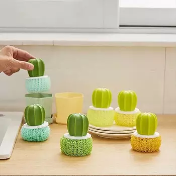 Чистящее средство Cactus Nano с шариками для мытья кастрюль, щеток для мытья мисок, кухонных принадлежностей, чистящих средств для посуды и мисок, губки для мытья сливных горшочков, бытовых чистящих средств, щеток