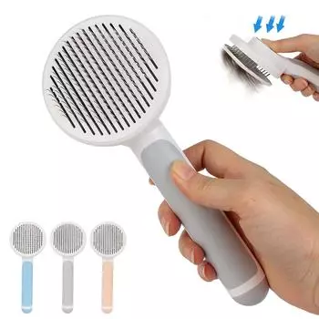 Чистящие и косметические товары Пластиковые аксессуары для домашних животных Очиститель кошачьей шерсти Расческа для домашних животных Самоочищающаяся щетка розовый