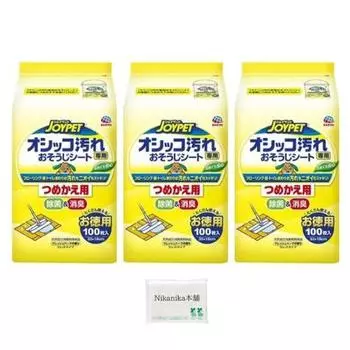 Чистящие салфетки Earthpet Joypet для удаления пятен от мочи, сменный блок, выгодная цена, 100 шт. x 3 шт. белый