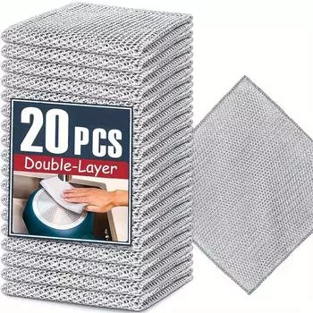 Чистящие салфетки Magic Steel Velvet — упаковка из 10/20 шт., двухслойные, многоразовые и антипригарные, эффективное средство для удаления ржавчины для влажной/сухой уборки, царапин Double Layer 1pcs слоновая кость