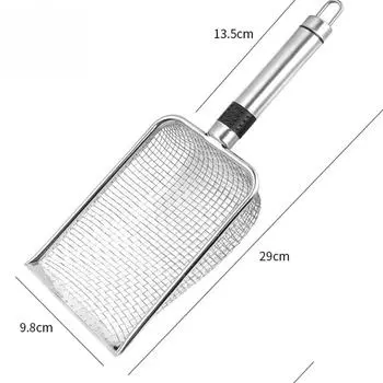 Чистящие средства для кошек и собак Лопата из нержавеющей стали Совок для кошачьего туалета Уменьшает количество пыли Металлический совок с длинной ручкой Инструменты для уборки домашних животных