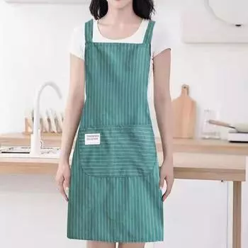 Чистящий фартук в полоску с принтом, против грязи, с завязками на спине, практичный кухонный женский фартук для работы по дому, защита для одежды для повседневного использования серый