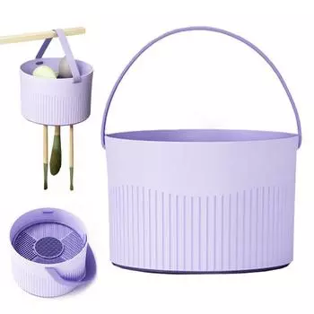 Чистящий коврик с держателем для сушки кистей Чаша для чистки косметических кистей Губка-порошок фиолетовый