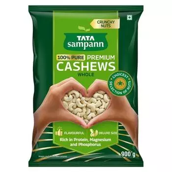 Чистые цельные орехи кешью Tata Sampann, Kaju, 900 г, питательные и вкусные, отборные орехи Kaju, богатые белком и магнием