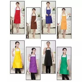Чистые цвета для женщин и мужчин, домашняя кухня для поваров с передним карманом, 1 шт., простые фартуки для готовки, нагрудники для ресторана, новые популярные ювелирные аксессуары чёрный