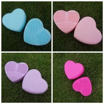 Чистые кисти для макияжа в форме сердца, кисть для мытья, кремнеземная перчатка, скребок, доска, косметические чистящие средства бежевый