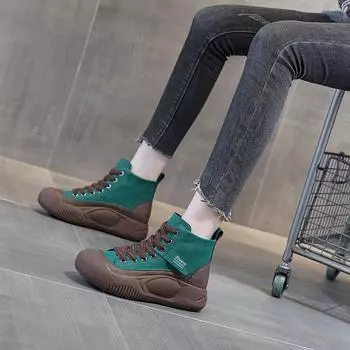 Чистые красные ботинки Martin женские туфли толстые короткие ботинки повседневная обувь ретро британский стиль 34 чёрный