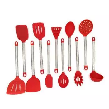 Чистые продукты Силиконовая антипригарная лопатка Совок для супа Дуршлаг Скребок Кухонный инструмент для приготовления пищи Skimmer чёрный