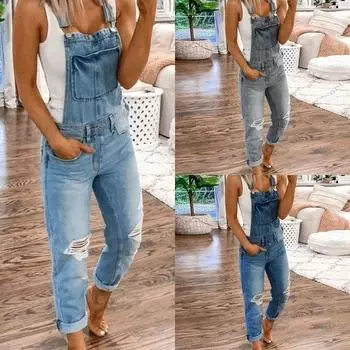 Чистый 4 цвета, модный женский джинсовый комбинезон, длинный комбинезон, брюки-комбинезон, джинсы для женщин, большие размеры 5XL синий