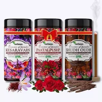 Чистый аттар, ароматизированные палочки Dhoop, трио в упаковке, стойкие величественные ароматы иттара, сандаловое дерево, уд, роза, шафран, 100% натуральный
