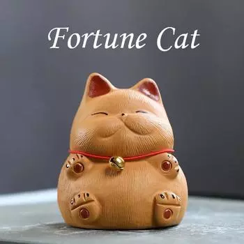 Чистый чай из фиолетовой глины ручной работы портит оригинальную грязь горнодобывающего участка, привлекает богатство и креативный милый кот удачи One Size жёлтый