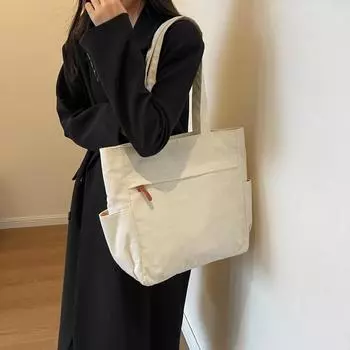 Чистый цвет Большая вместительная сумка-тоут Модная женская сумка на одно плечо Может вмещать iPad (30cm<Max Length<50cm)