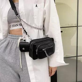 Чистый цвет одно плечо женская сумка цепочка сумка-мессенджер маленькая квадратная сумка может вместить машину Mini(Max Length<20cm)