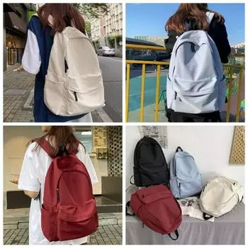 Чистый цвет школьная сумка для студентов большой емкости подростковая сумка через плечо для студентов/девочек чёрный